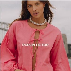 Daily Drills Pink Poplin Tie Top